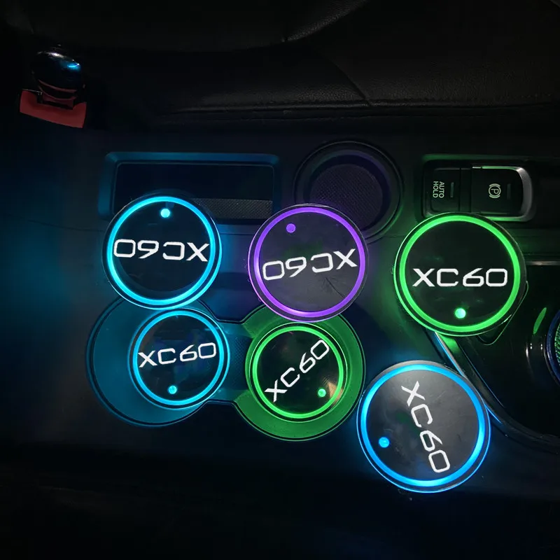 

Luminous Car Water Cup Coaster Holder 7 Colorful USB Charging Car Led Atmosphere Light For Volvo XC60 XC 60 Auto Accessories