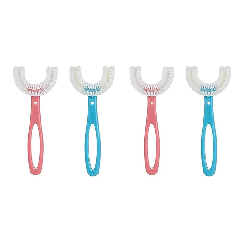 

2X U-Shaped Children Toothbrush Manual Training Toothbrush U-Shaped Portable Baby Silicone Toothbrush