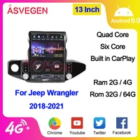 13 android 9 0 car video carplay for jeep wrangler with bluetooth tesla style screen stereo gps navigation multimedia player