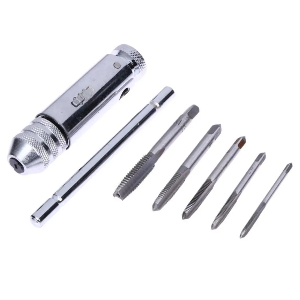 

Adjustable T-Handle Ratchet Tap Wrench / 5PCS M3-M8 Metric Machine Screw Tap Thread Metric Plug Tap Die Hand Tool