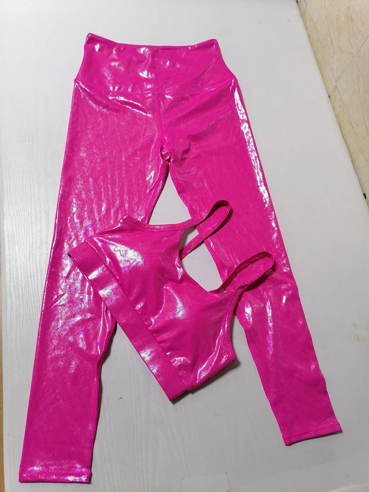 Блестящий комплект из двух предметов для йоги Женская Спортивная одежда