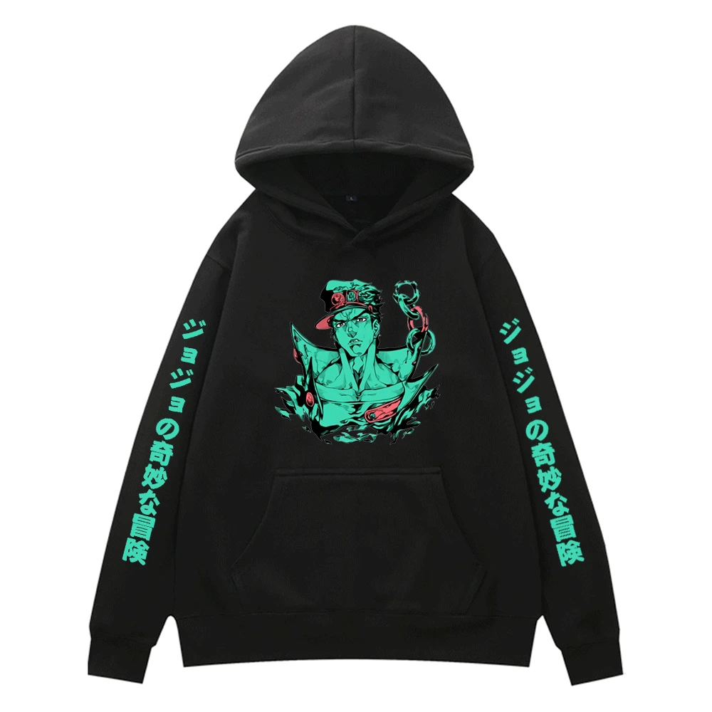 

Jojo's Bizarre Adventure Anime Hoodie for Men and Women Clothing Spring and Autumn Fashion All-match Sweatshirt Black Pullover