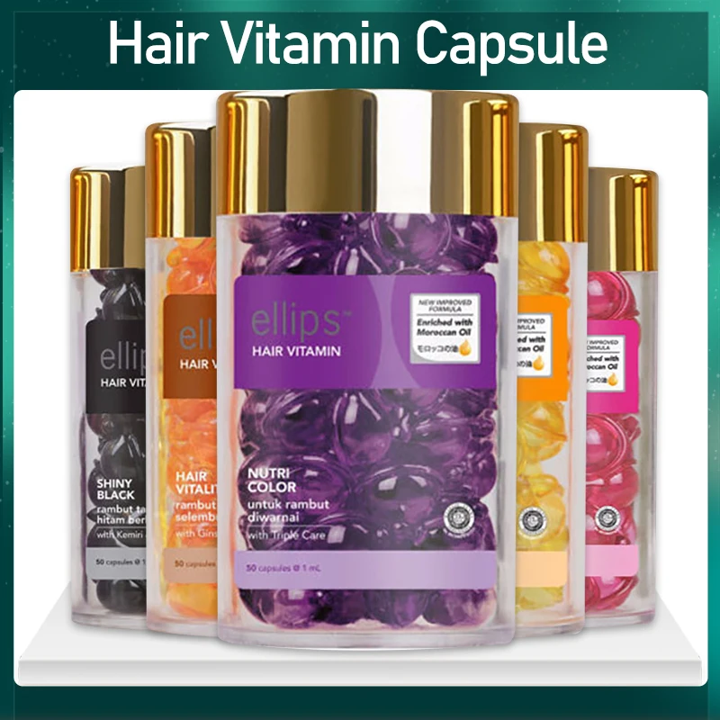 

Ellips эфирное масло для ухода за волосами в капсулах, гладкое Шелковистое Витаминное Кератиновое комплексное масло волосы из Индонезии масло...