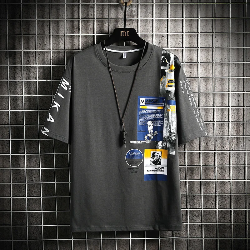 

2023 Men Men's T-shirt Summer Hip Hop Graffiti Print T-shirts Streetwear Harajuku Black Oversized T Shirt For Men