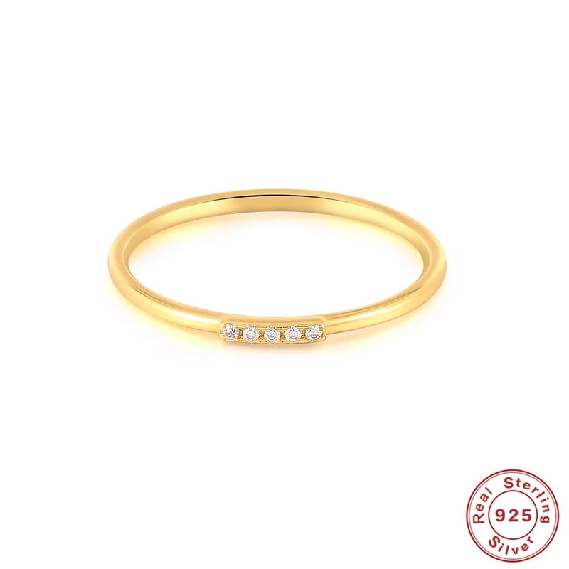 

LENNIK 925 Silver Single Row Zircon Ring Female Micro-set Fashion Diamond Thin Ring For Women Girls Party Birthday Gift Jewelry