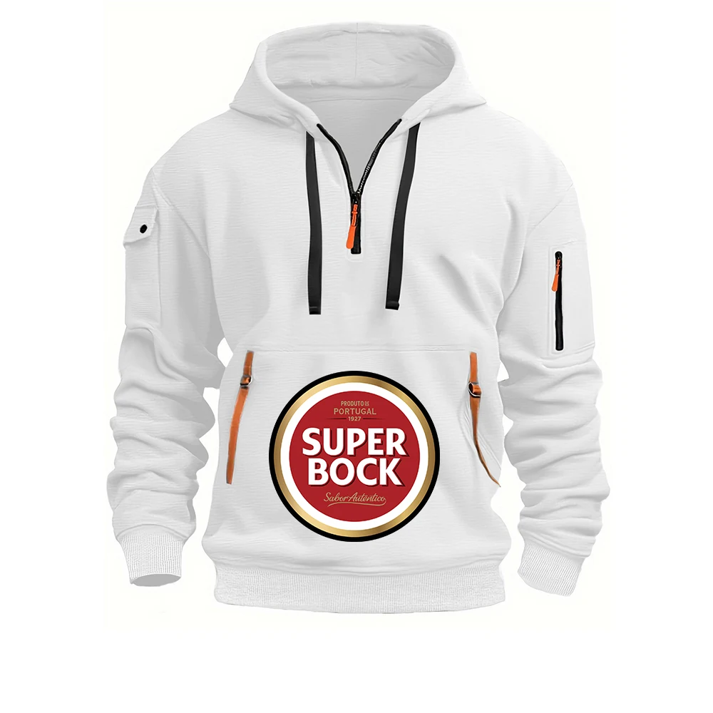 Фото Мужская толстовка SUPER BOCK SABOR AUTENTICO с принтом логотипа, весна-осень 2026, из премиальной ткани, без потери текстуры, комфортная, с капюшоном №1