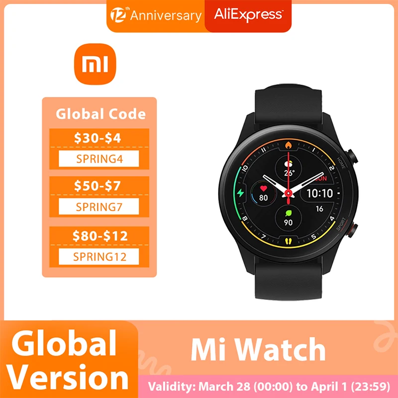 Xiaomi-reloj inteligente Mi Watch, dispositivo resistente al agua hasta 5atm,...