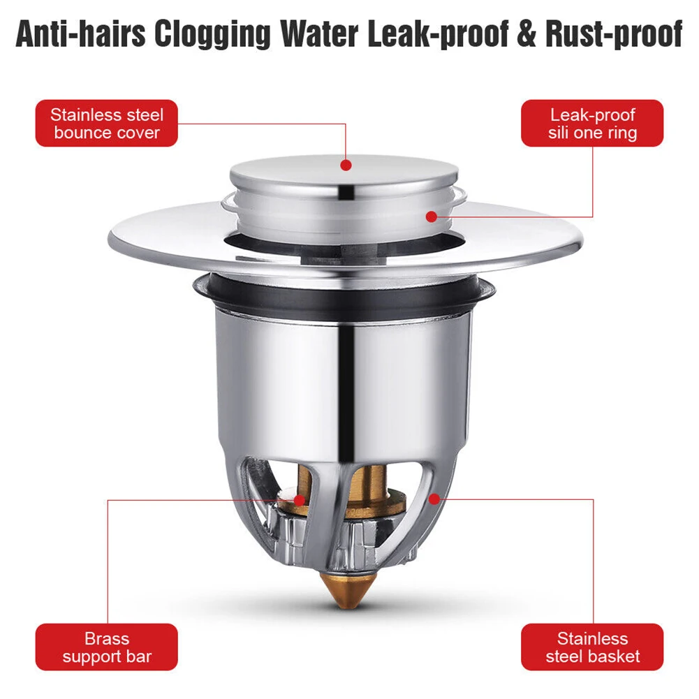 

Basin Pop-up Drain Filter Bathtub Kitchen Sink Strainer Sink Strainer Plug Stopper Replacement Kitchen Accessories