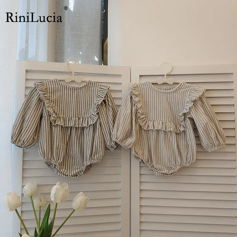 

Newborn Baby Toddler Girls Rompers Spring Summer Striped Ruffles Jumpsuit Kids Long Sleeve Bodysuit Children Clothing