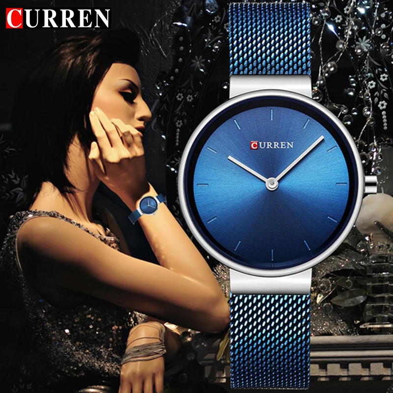 

CURREN Wrist Watch Women For Watches Luxury Brand Steel Ladies Blue Quartz Women Watch Sport Relogio Feminino Montre Femme 9016