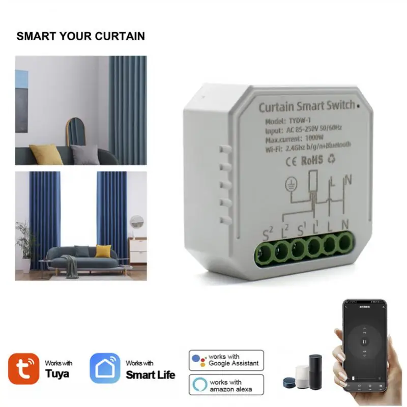

Умный модуль для штор CoRui Tuya, Wi-Fi переключатель для потайного затвора, с электрическим мотором, совместим с Alexa Google Smart Life