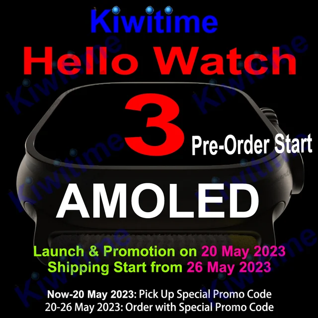 KIWITIME Hello Watch 3 H12 Ultra Upgraded AMOLED Smart Watch Series 8 49mm Compass Heart Rate Monitor IWO Men Smartwatch Lite 1