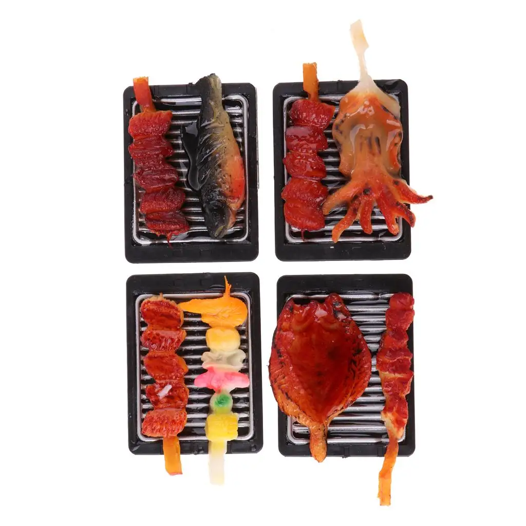 

4pcs 1:6 Doll House Miniature Outdoor Garden Accessory Barbecue Plate