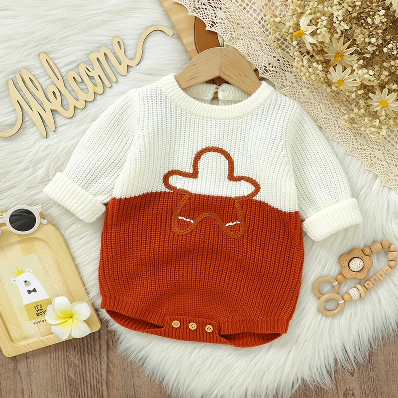 Детское боди вязаный комбинезон для новорожденных девочек и мальчиков милый