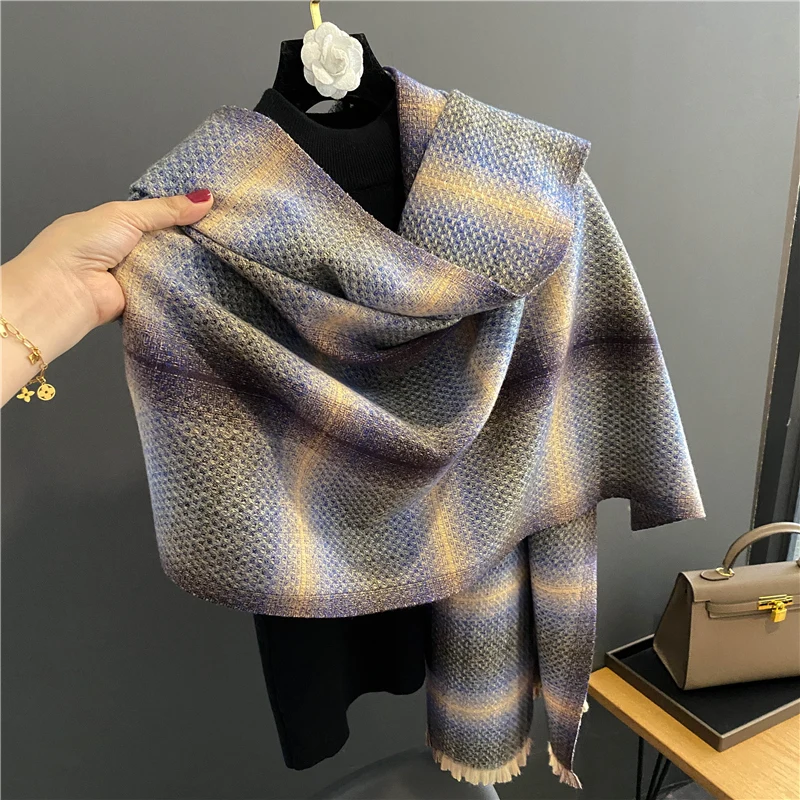 

Fashion Winter Warm Shawls and Wraps Scarf for Women Design Plaid Neckerchief Thick Cashmere Bufandas Pashmina Muffler Echarpe