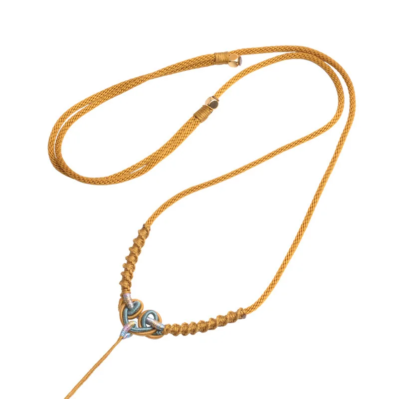 Hand-Woven Necklace Rope Pendant Lanyard Line Hetian Jade Lanyard Retro Fashion Jewelry DIY Jade Hanging Neck Rope Accessories