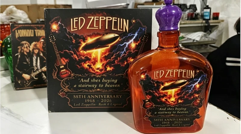 Фляга для виски Led Zeppelin к 58-летию группы, портативная фляжка из нержавеющей стали, бутылка для вина, подарок для фанатов рока (art.: 3920da157f7fd) - 3920da157f7fd