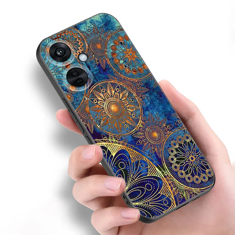 Мандала чакра Йога Черная силиконовая искусственная для OnePlus 10R 11R 12R ACE 2 3 Pro 2V 3V Nord