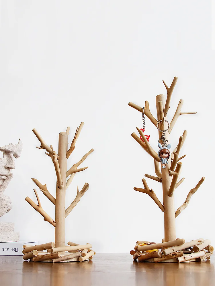 

Nordic wooden hanging Key Storage rack desktop Jewelry rack Creative ornaments DOOR Living room Porch Storage rack