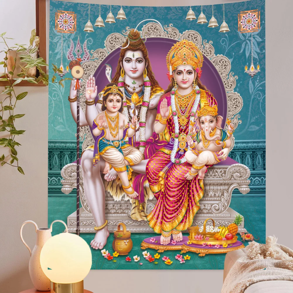 Богемный 3D гобелен индийского бога Тайланд Шива Ганеша Парвати буддизм
