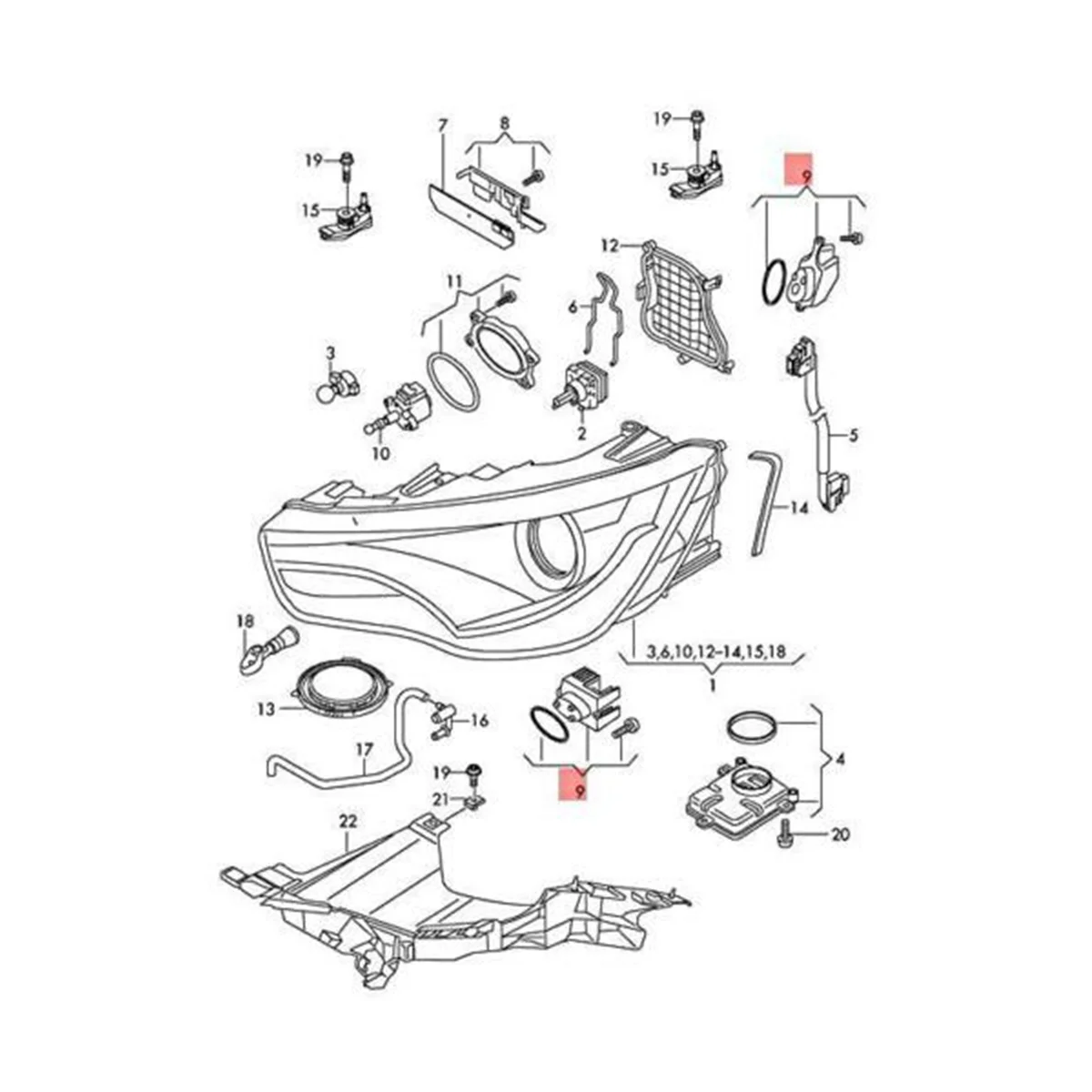 

4 шт., комплект для ремонта головной лампы с радиатором для Audi A1 S1 8X1 8XK 2011-2014