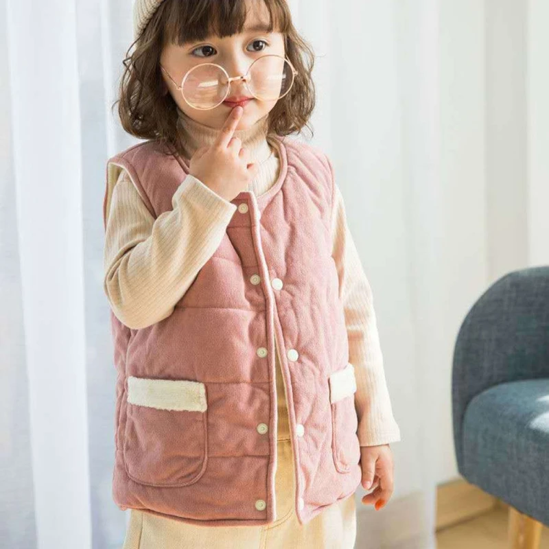 Осенне-зимний Детский Плюшевый Жилет Унисекс Коралловая Бархатная Куртка Модный
