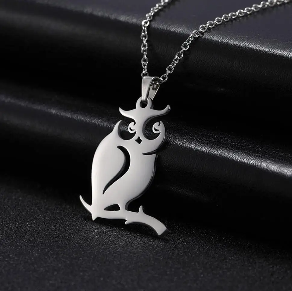

1PC Fashion Stainless Steel Necklace Women Choker Lady Girl Owl Pendant Necklace Sweater Necklace Jewelry F1562