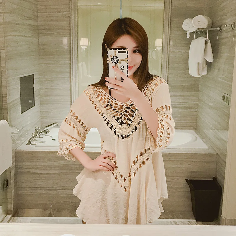 

All-Match Lace Blouse Women's Slimming Beach Sun Protection Clothing Bikini Swimsuit