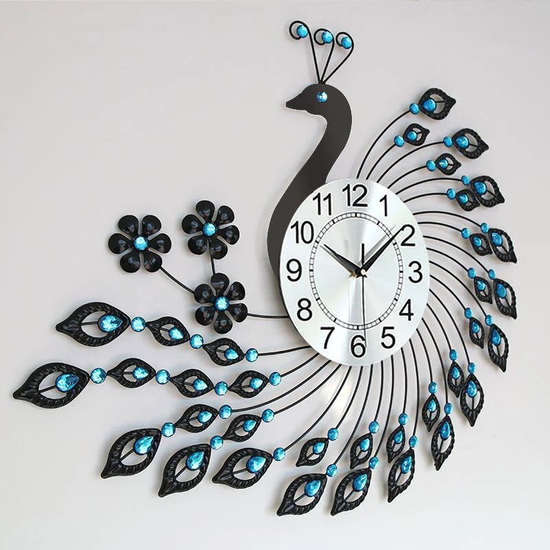 

Peacock Living Room Wall Clock Modern Design Luxury Chic Silent Wall Watch Bedroom Art Big Stylish Reloj Home Decorating Items