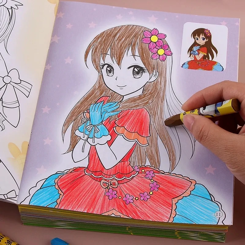 

8 книг 128 Принцесса Граффити обучение раскраски книжка девушка подарок ручная роспись искусственная книга