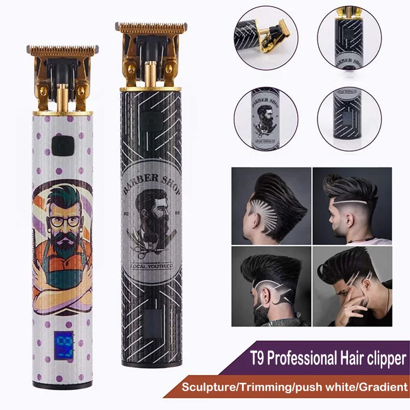 

T9 Professional Hair Clipper Digital Display Electric Clipper USB Oil Head Carving Clippers Bald Artifact Hair Trimmer For Men