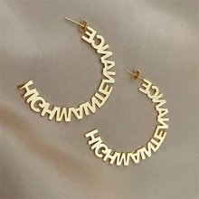 Custom Name Earrings Personalized Jewelry Stainless Steel Earrings For Women 2023 Trend New Fashion Boho Hoops Letter Nameplate 