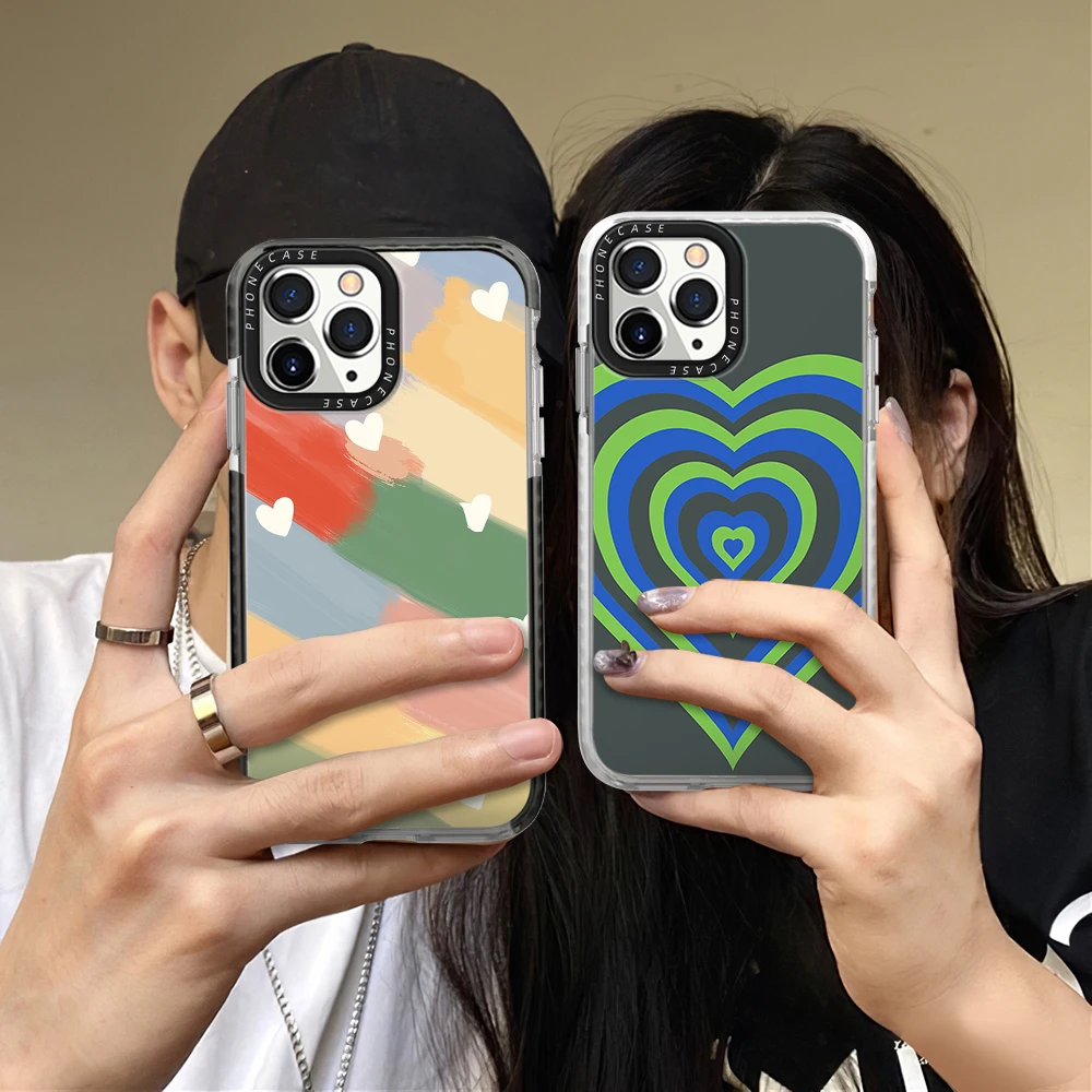 

Love Heart Phone Case for iPhone 14ProMax 13Pro 12ProMax Silicone Cover for iPhone 14 14Plus 11 Pro Max Transparent Fundas