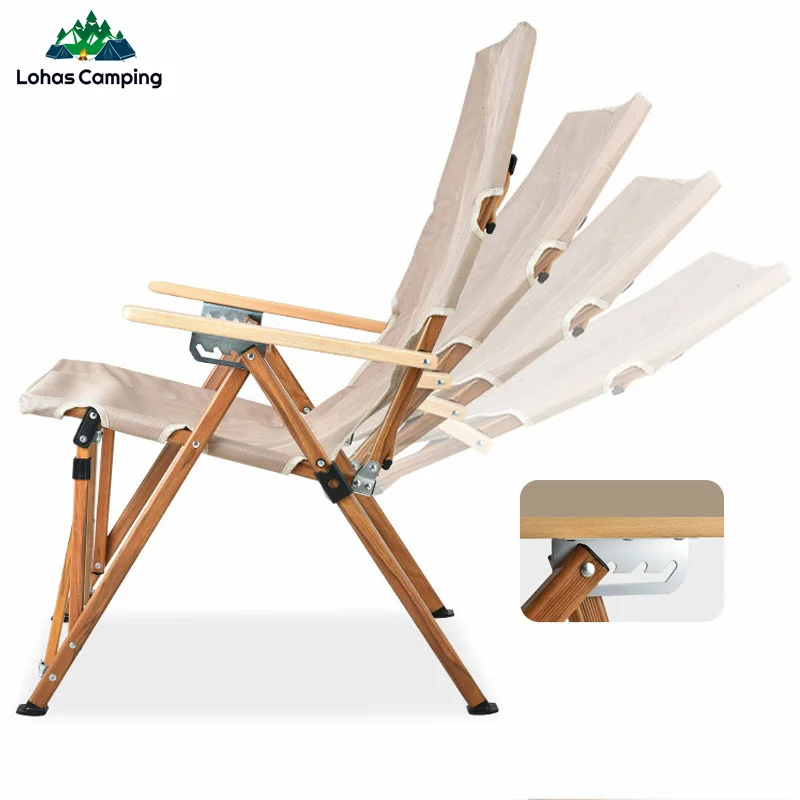 

Lohas Camping Chair Long Relaxation Chair 4-Step Angle Adjustable Portable Recliner for beach office nap chair