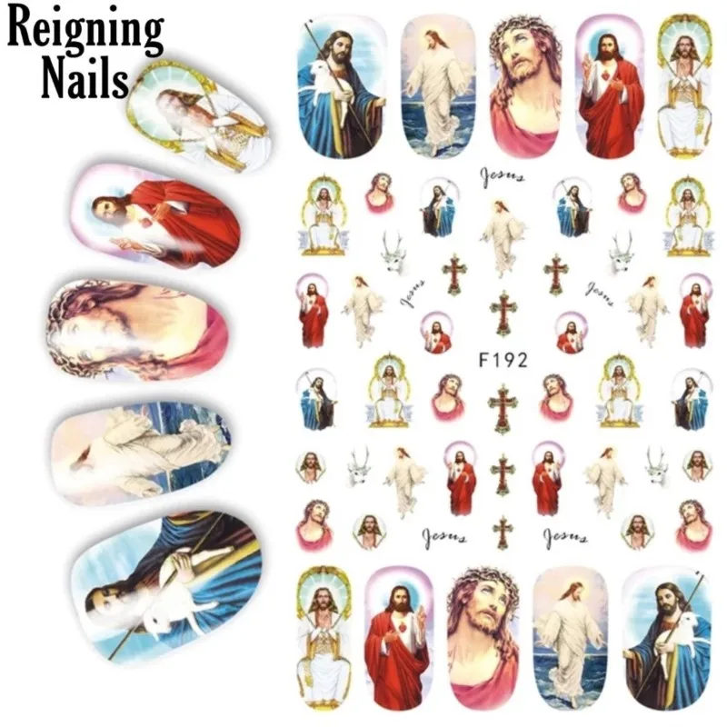 

3D Virgin Mary Angel Cupid Nail Art Stickers Adhesive Virgencita Slider Decals Jesus Christ DIY Manicure Decor Reigning Nails &1
