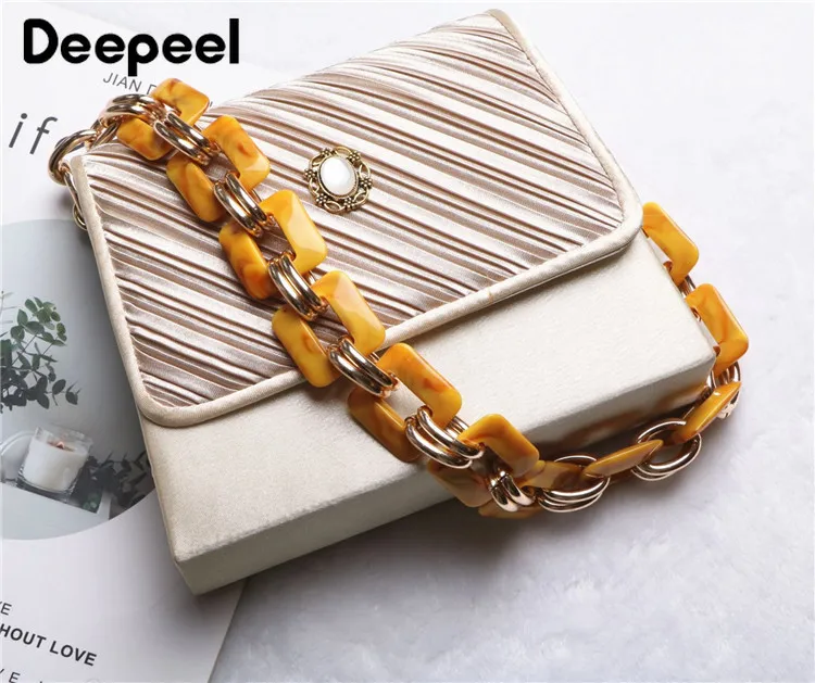 1Pc Deepeel 3x50cm Acrylic Alloy Handmade Chain Bag Shoulder Strap Resin Plastic Handbag Detachable Replacement Straps Accessory