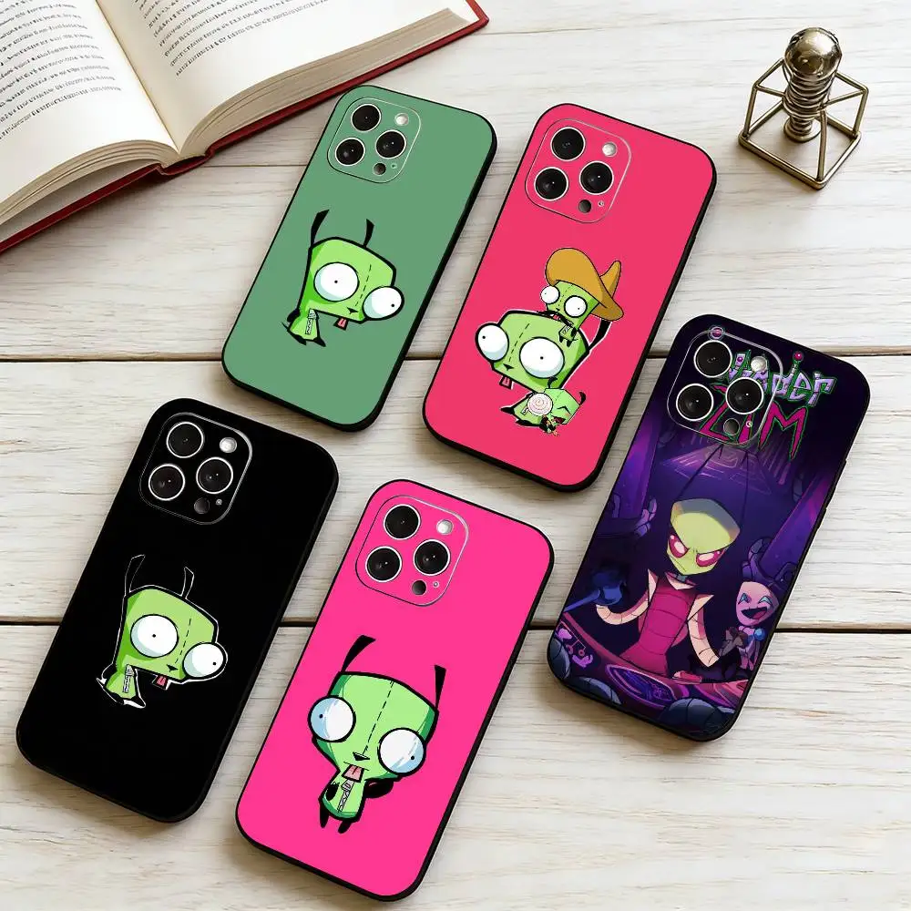 Фото Чехол для телефона Invader Z-Zim G-Gir для iPhone 17, 16, 15, 14, 13, 12, 11 Plus, Pro Max и других моделей, мягкий черный чехол, подарок. №1