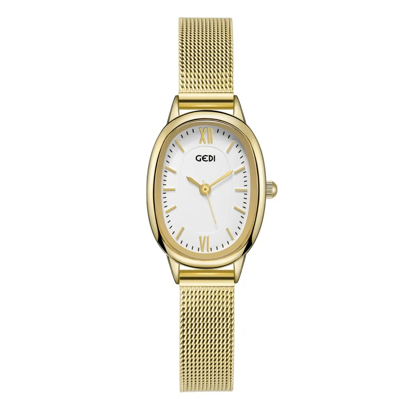 Oval Women's Simple Special-Interest Design Light Luxury High-Grade Retro Small Dial Stainless Steel Quartz Watch