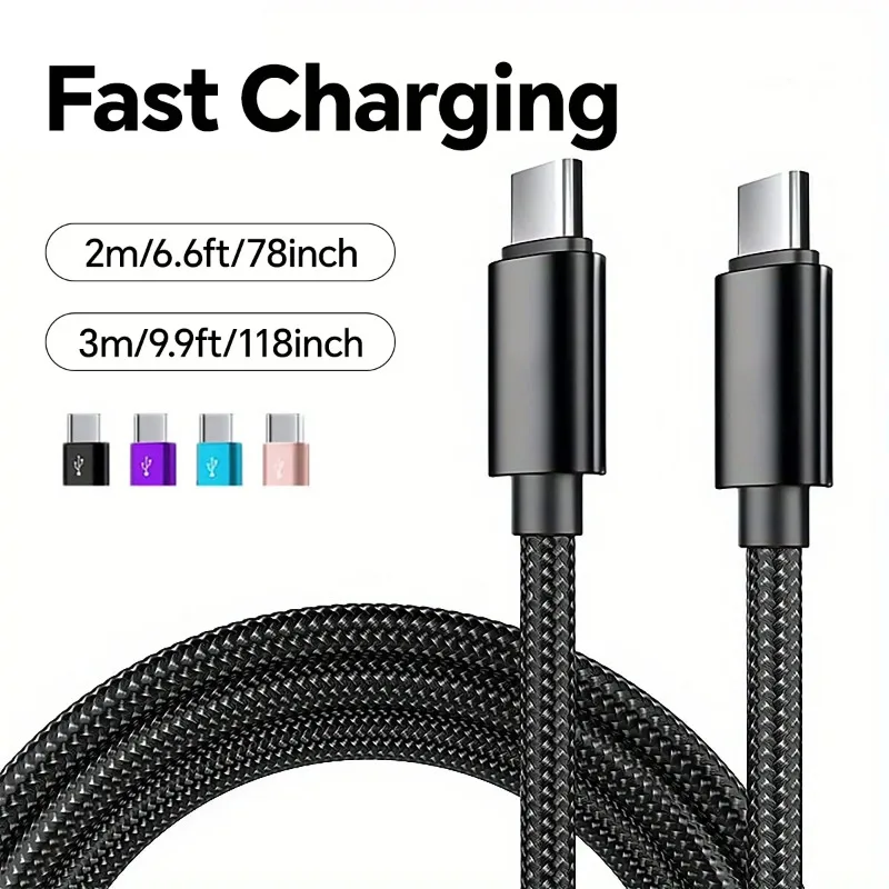 Нейлоновый плетеный кабель USB-C для iPhone 15, 16, 17, быстрая зарядка 120 Вт для Samsung, Xiaomi, Huawei, высокоскоростная передача данных (art.: 3920daec56709) - 3920daec56709