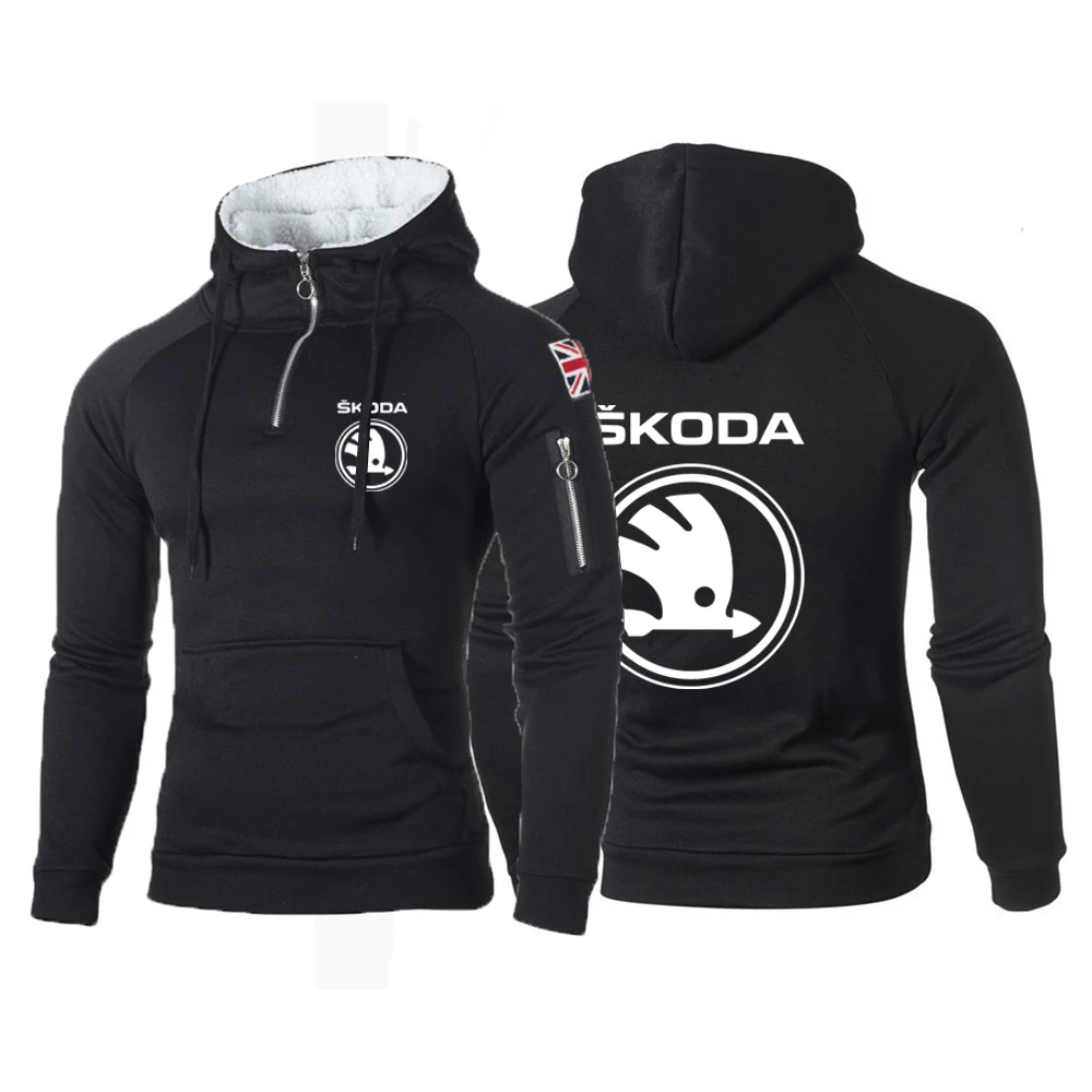 

2022 New Skoda Car Logo Spring Autumn Men's Solid Sports and Harajuku Printing Running Comfortable Hoodies Casual Hooded Coats