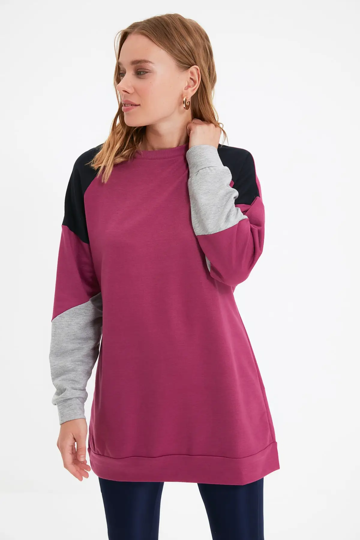 

Trendyol Bike Collar Color Block Knitted Sweatshirt TCTAW22TW0205