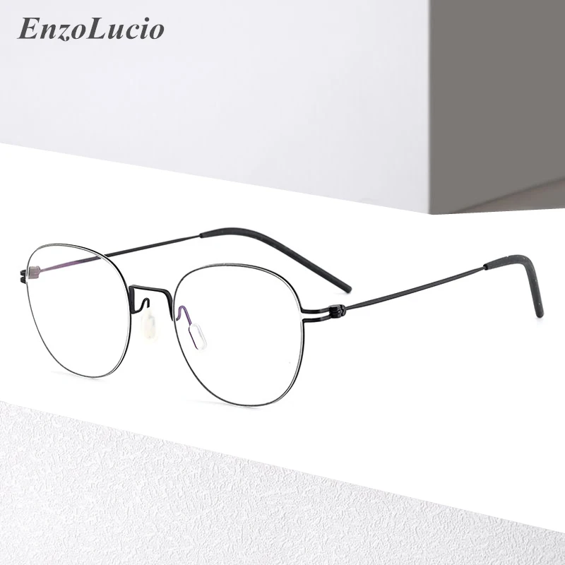 

Титановые овальные оптические очки без винтов в оправе, мужские ультралегкие ретро очки по рецепту, женские корейские винтажные очки для близорукости