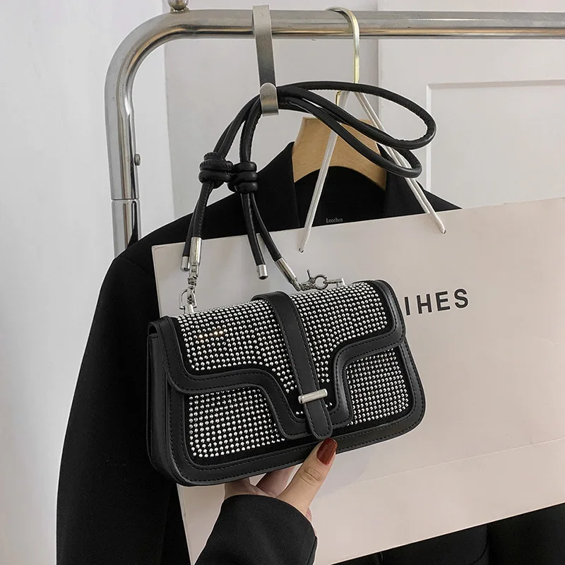 

Full Diamond Bag Women's Bling Bag New High-grade Texture Chain Portable Single Shoulder Messenger Bag Luxury Design Banquet Bag