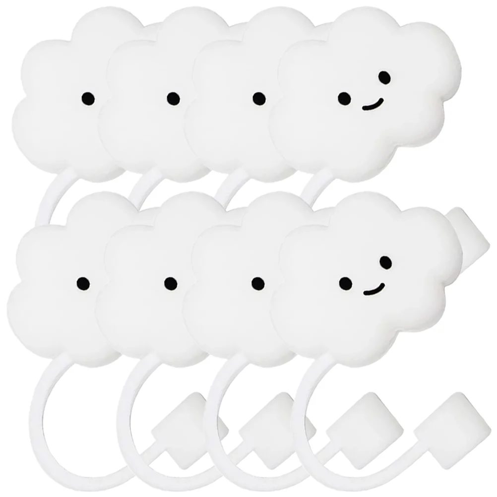 

Straw Cover Straws Cap Caps Drinking Reusable Tip Covers Tips Silicone Cloud Plugs Cute Baby Decor Tumbler Bottle Water Lid Jar