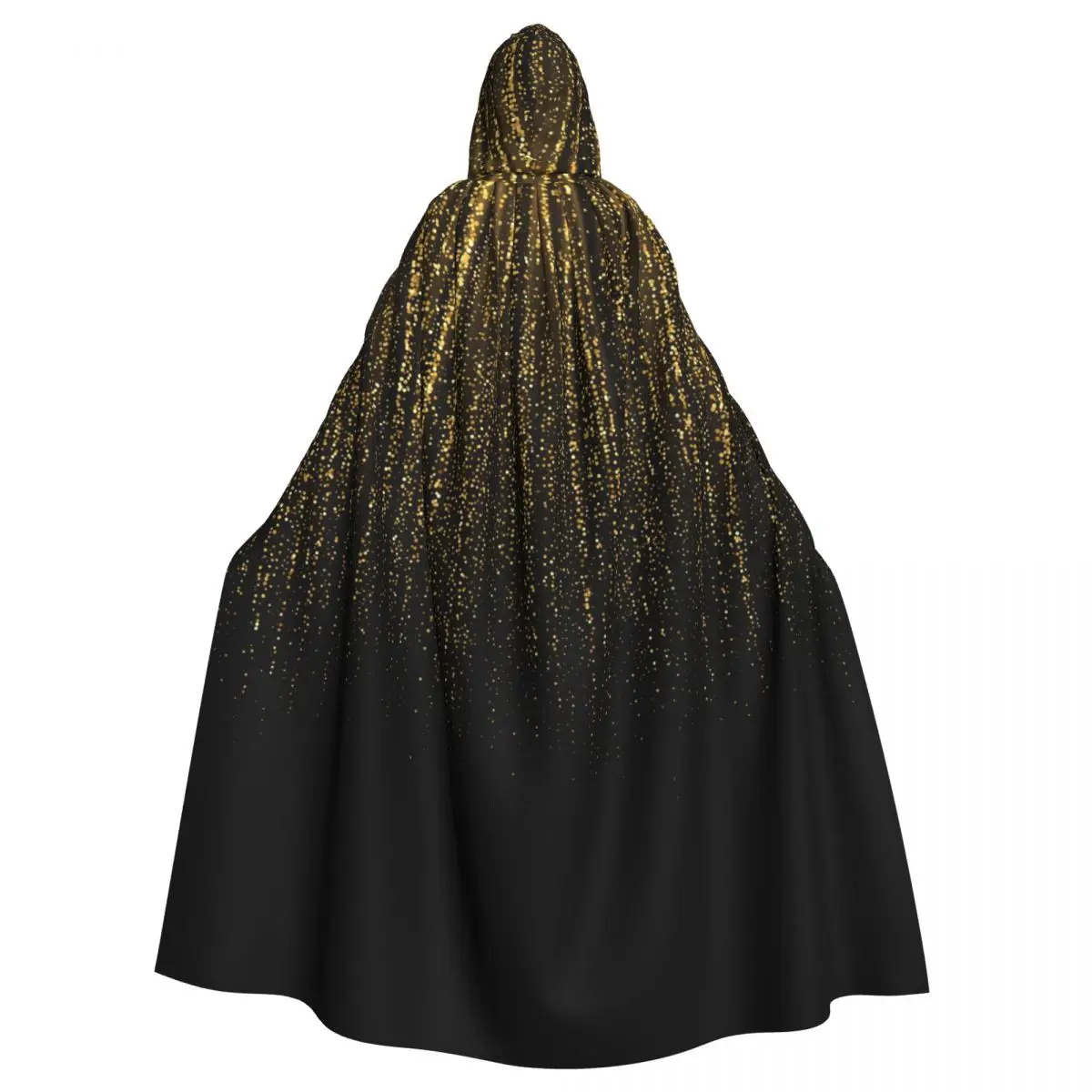 

Long Cape Cloak Falling Golden Sparkles Glitter Hooded Cloak Coat Autumn Hoodies