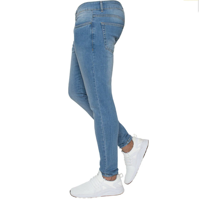 Skinny Jeans Men Pure Color Stretch Slim Denim Pants Male Fashion Elastic Cotton Pencil Pants Jeans Men Streetwear