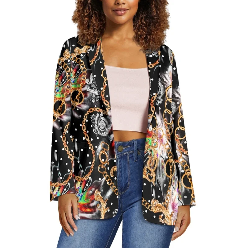 Noisydesigns роскошные золотые блейзеры с цветочным узором для женщин элегантные