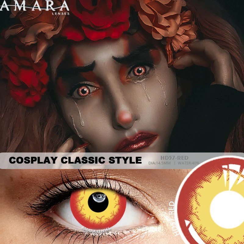 Цветные контактные линзы AMARA для косплея 1 пара аксессуары аниме Красные годовые