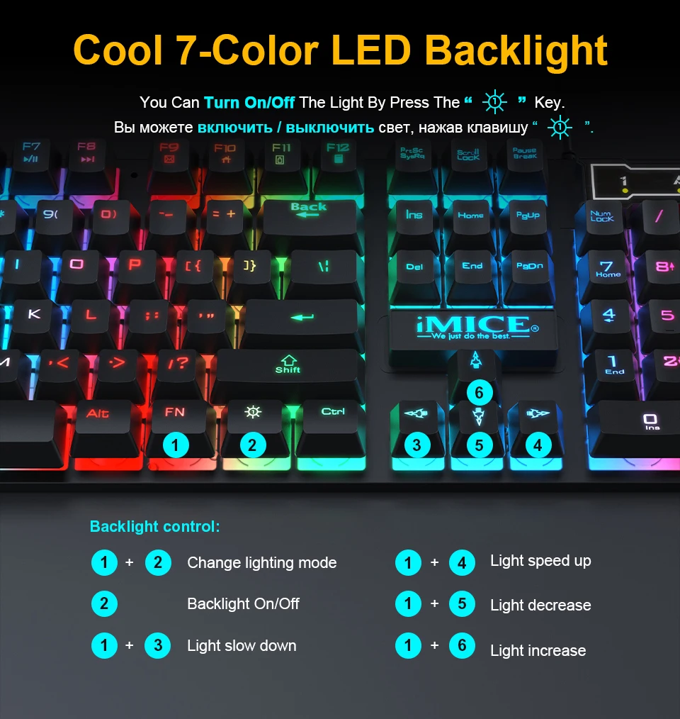 Gaming keyboard and Mouse Wired keyboard with backlight keyboard Russia Gamer kit 5500Dpi Silent Gaming Mouse Set For PC Laptop images - 6