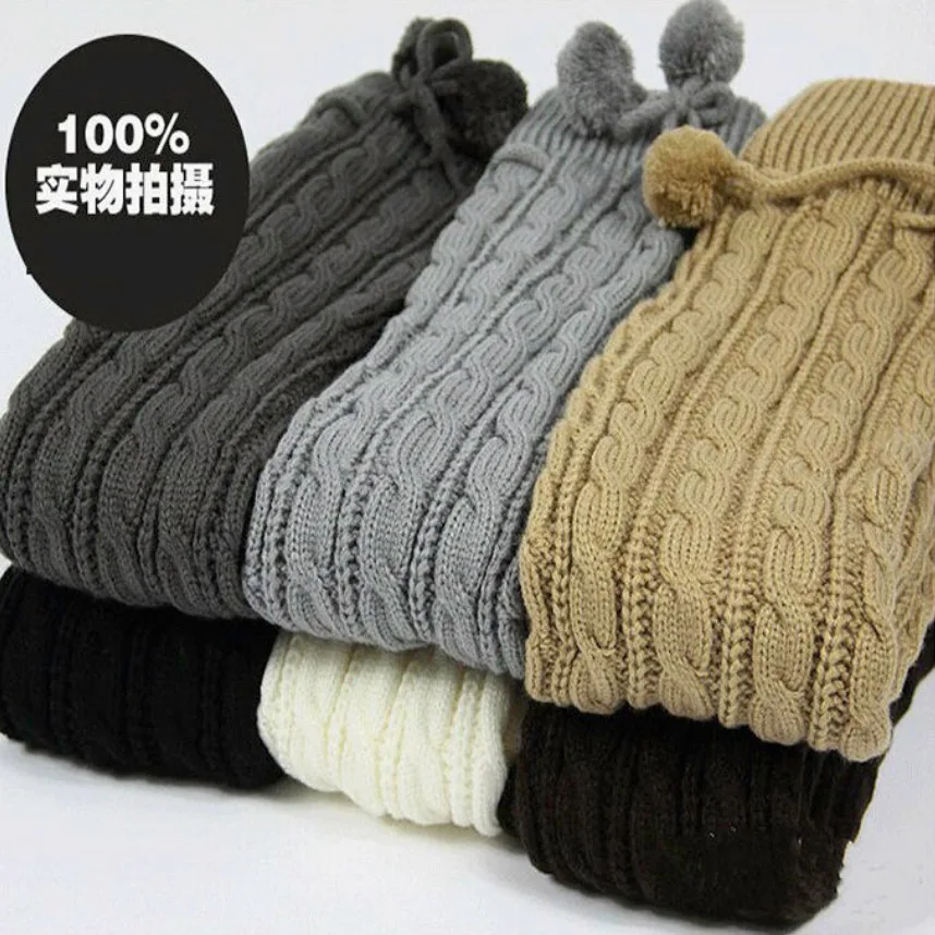 Новинка женский осенне-зимний теплый шерстяной комплект чулок носки выше колена